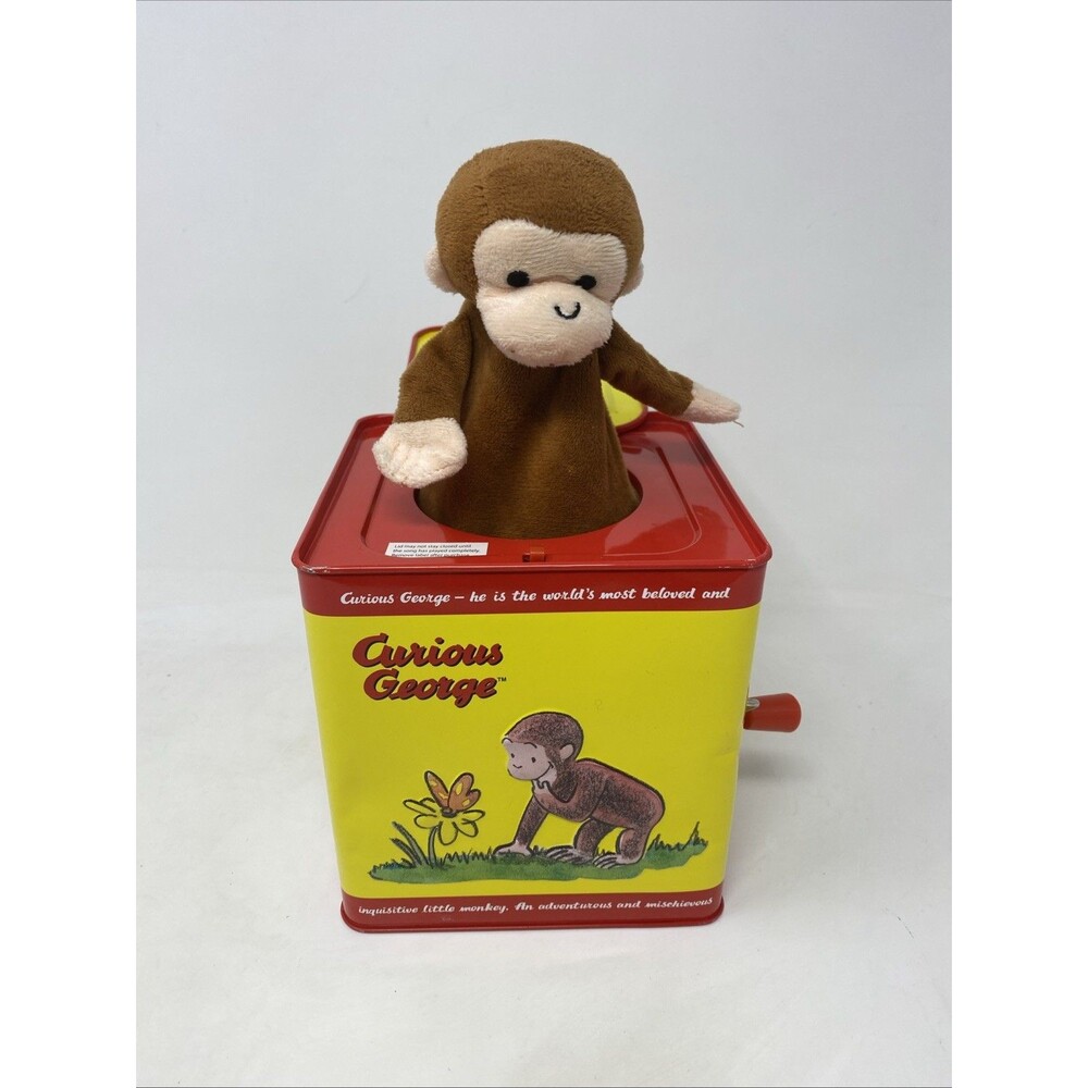 Schylling Classic Curious George Musical Jack in the Box Tin Works